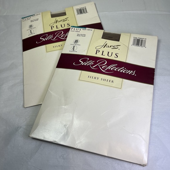 2 HANES‎ Silk Reflections Silky Sheer Hose Pantyhose 00P16 Barely There One Plus - Picture 1 of 4